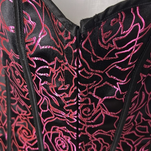 Corset,bustier,boudoir, pink & black,lace up,hook & eye, sexy,PTP 15” ,so 30-34 - Picture 3 of 14